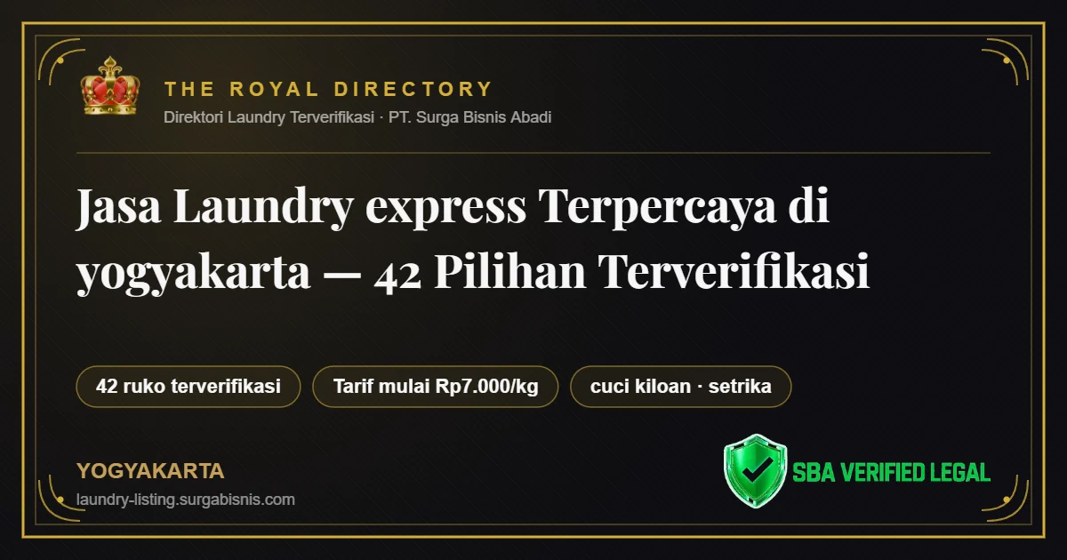 Direktori 42 jasa laundry terverifikasi di yogyakarta — layanan cuci kiloan, setrika, cuci satuan, tarif mulai Rp7.000/kg